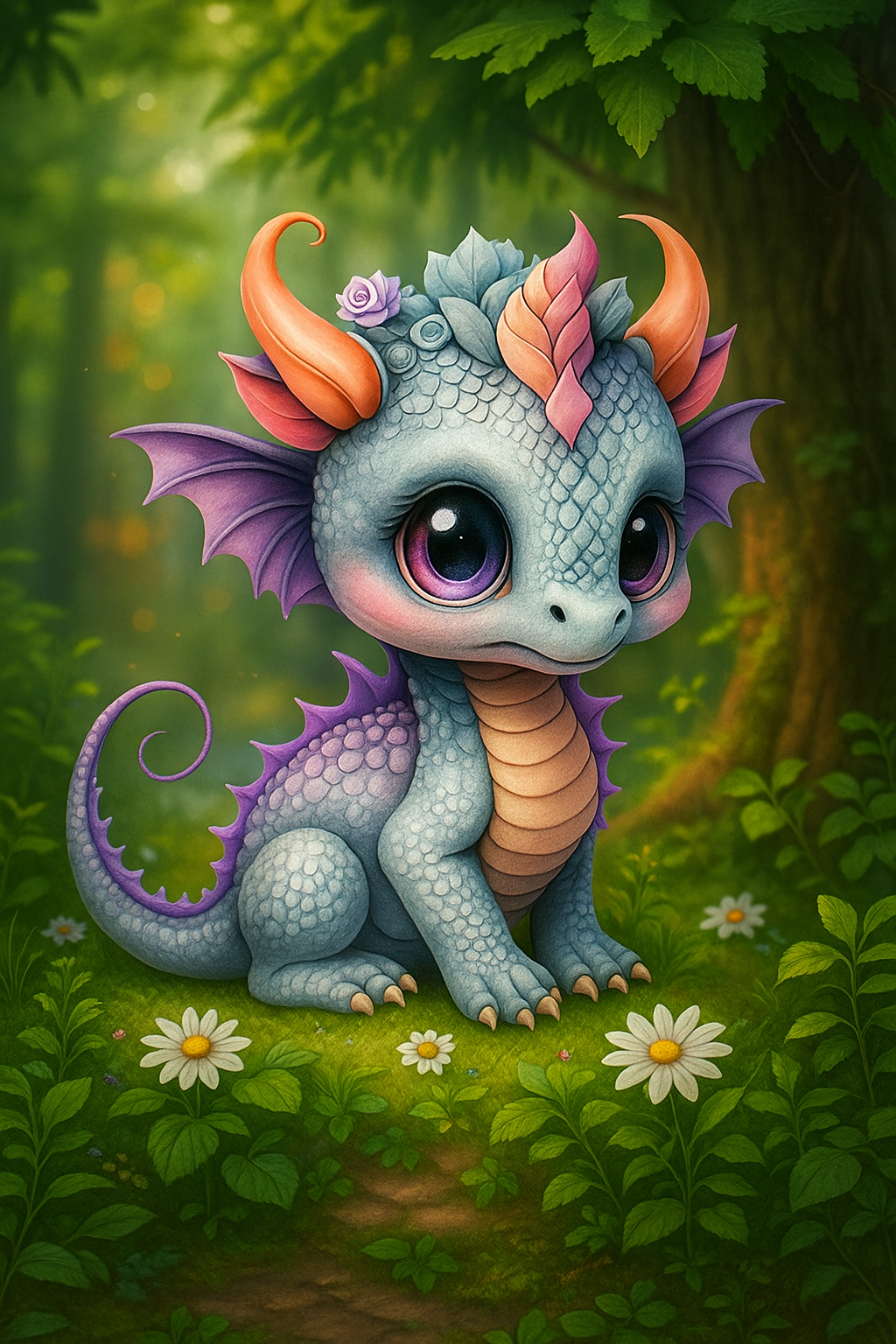 Download Schattige Baby Draak met Paarse en Roze Vleugels op een Zwarte  Achtergrond PNGs online op Creative Fabrica, image size:1024x1536